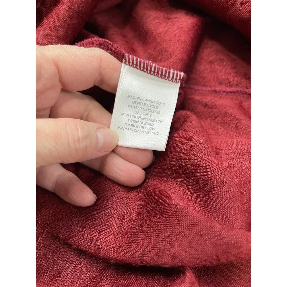 Worthington Womens Dress 12 Burgundy Velvet Burnout Vintage Cottage Christmas‎